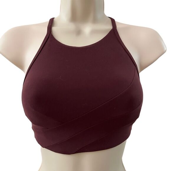 Lululemon Flow Y Wrap-Front high-neck bra - Cassis ~ size 2 - Picture 1 of 10